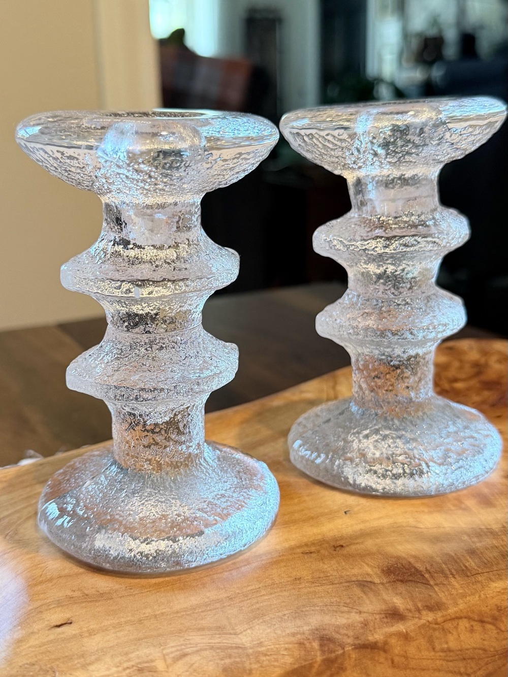 Pair of Vintage Iittala Festivo 2 Ring Candle Holders by Timo Sarpaneva Signed